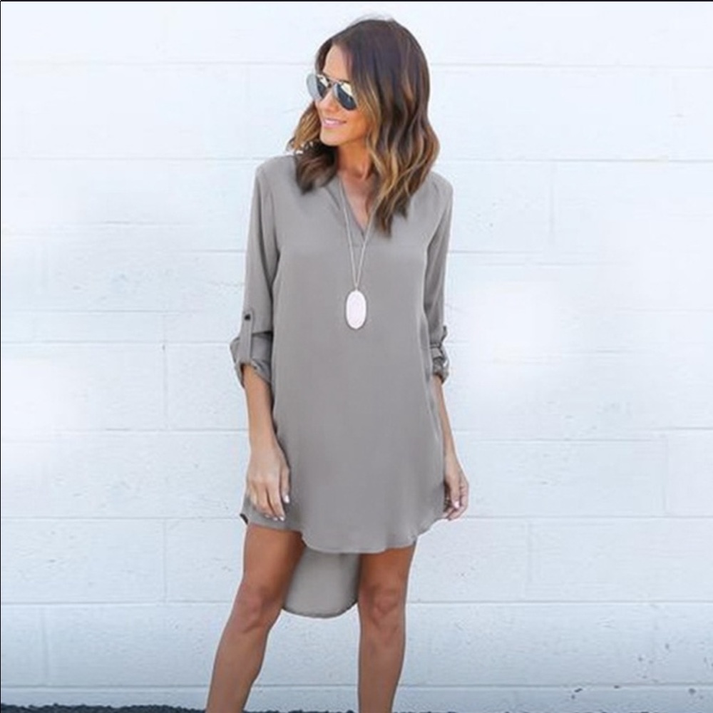 Casual Long Sleeve Chiffon Tunic Dress